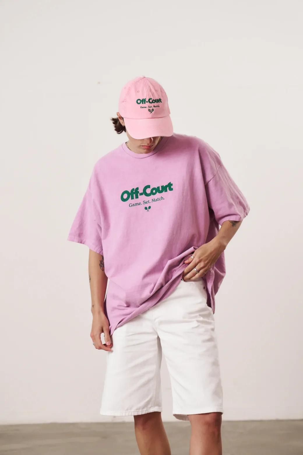 Vice 84 'Off-Court GSM' Vintage Washed Tee & Cap Bundle - Pink