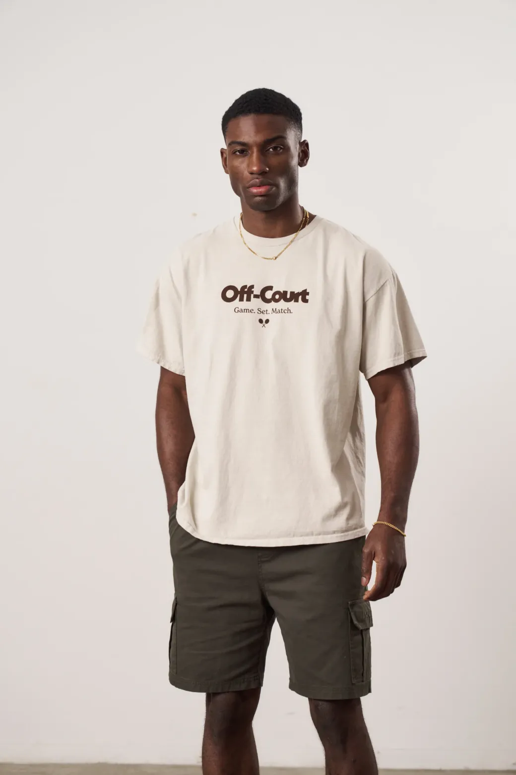 Vice 84 'Off-Court GSM' Vintage Washed Tee Twinpack - Brown/Cream