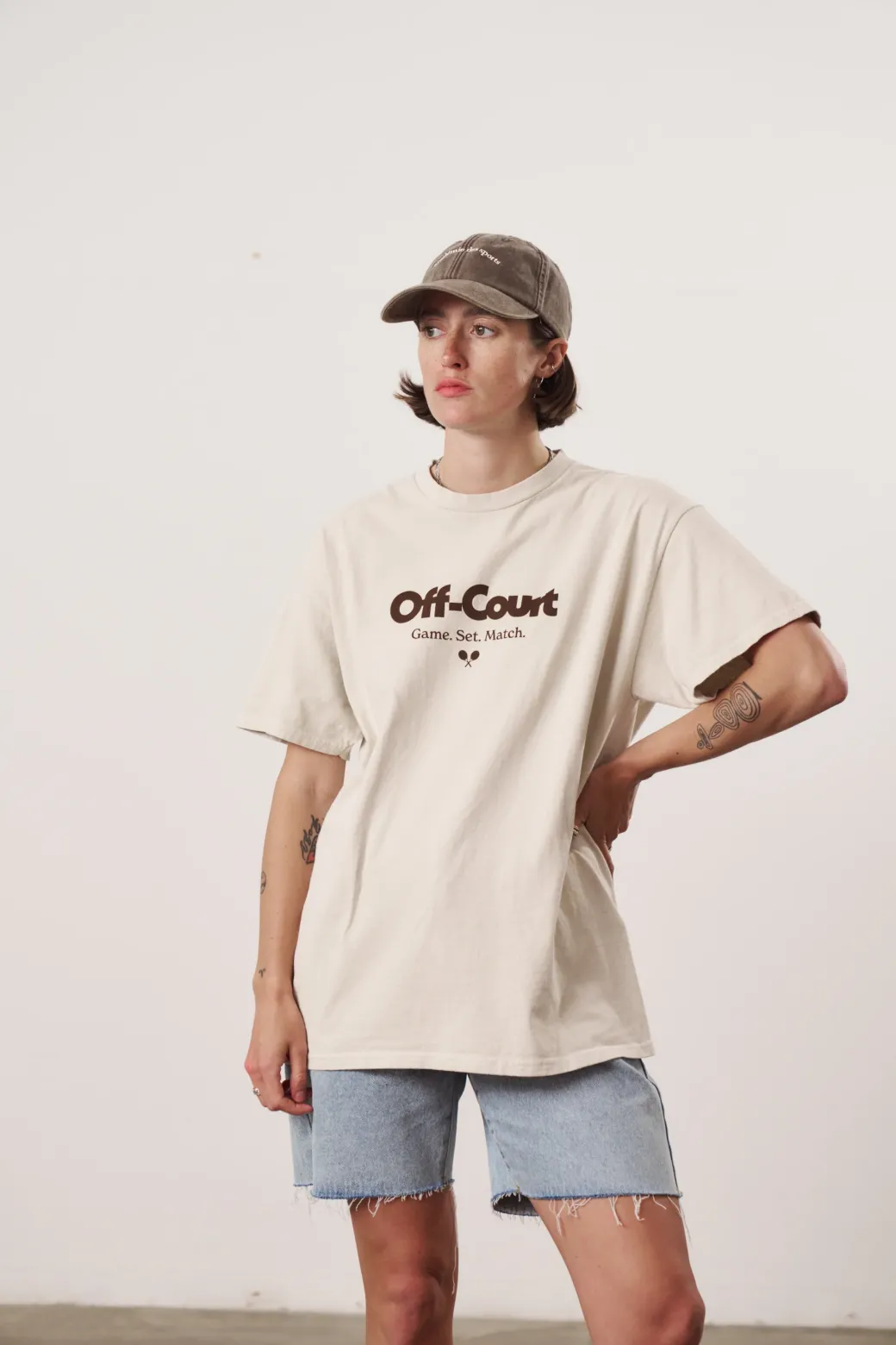 Vice 84 'Off-Court GSM' Vintage Washed Tee Twinpack - Brown/Cream