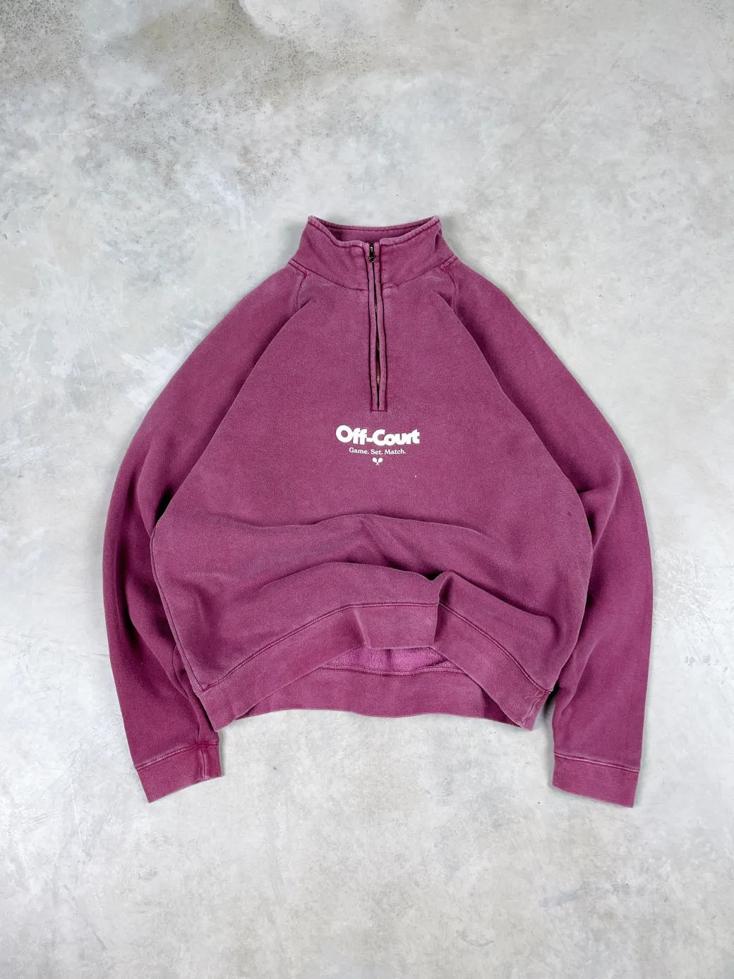 Vice 84 'Off-Court GSM' Washed 1/4 Zip Sweater - Maroon