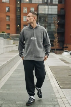 Vice 84 'Off-Court GSM' Washed 1/4 Zip Sweater - Charcoal