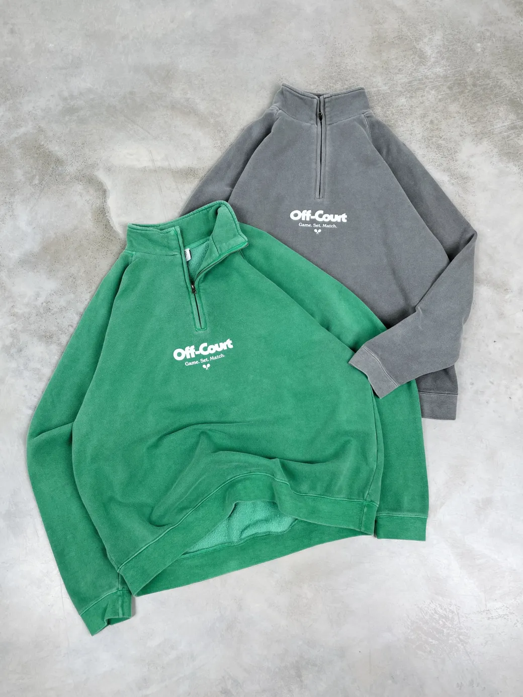 Vice 84 'Off-Court GSM' Washed 1/4 Zip Sweater - Charcoal