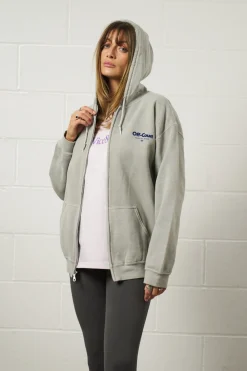 Vice 84 'Off-Court GSM' Zip Up Vintage Washed Hoodie - Grey