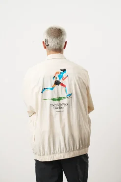 Vice 84 'Olympic Runner' Nylon Track Jacket - Ecru