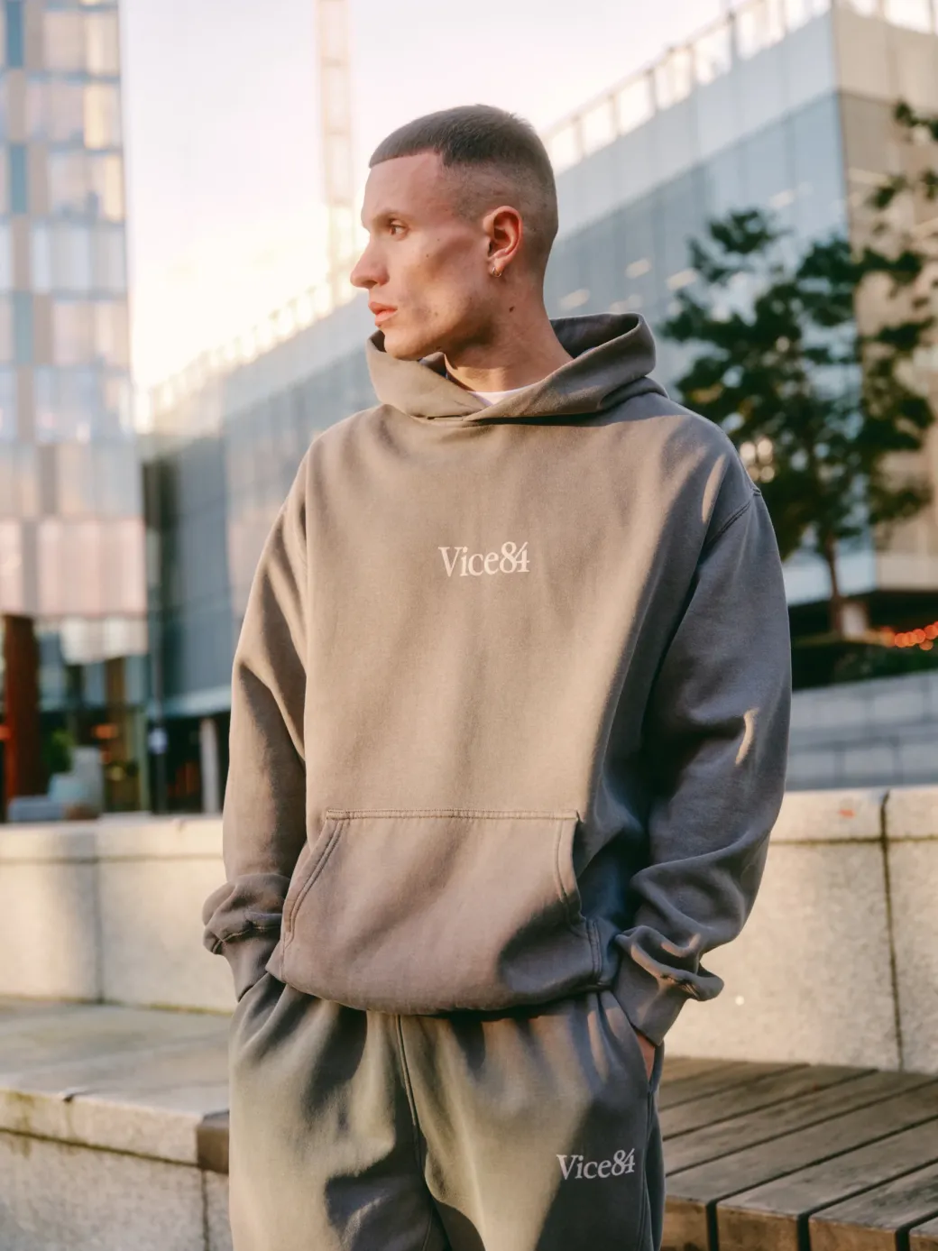Vice 84 Premium Hoodie - Faded Grey