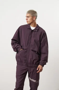 Vice 84 'Reflective Racer' Nylon Track Jacket - Burgundy