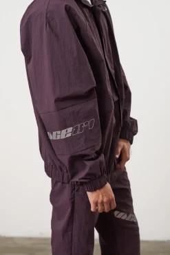 Vice 84 'Reflective Racer' Nylon Track Jacket - Burgundy