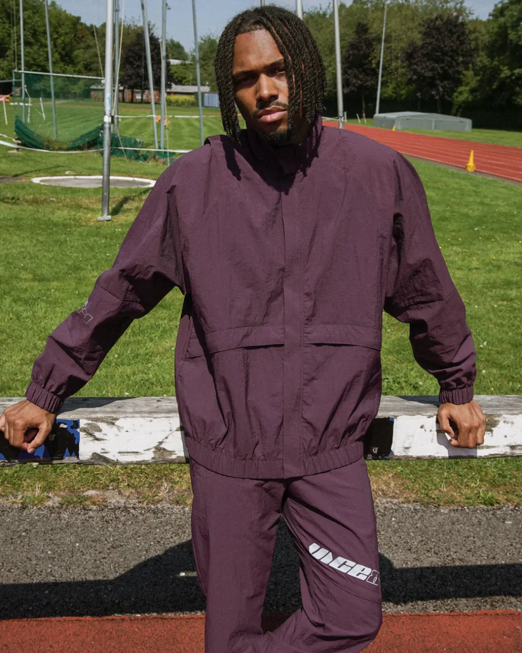 Vice 84 'Reflective Racer' Nylon Track Jacket - Burgundy