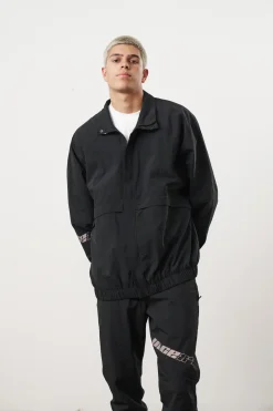 Vice 84 'Reflective Racer' Nylon Track Jacket - Black