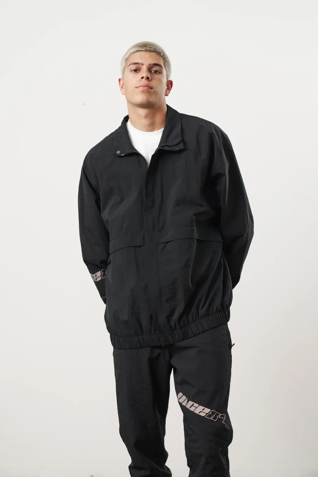 Vice 84 'Reflective Racer' Nylon Track Jacket - Black