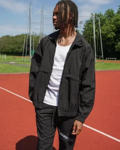 Vice 84 'Reflective Racer' Nylon Track Jacket - Black