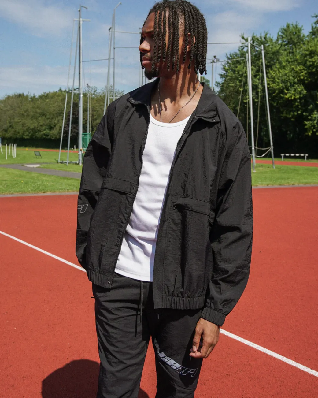Vice 84 'Reflective Racer' Nylon Track Jacket - Black