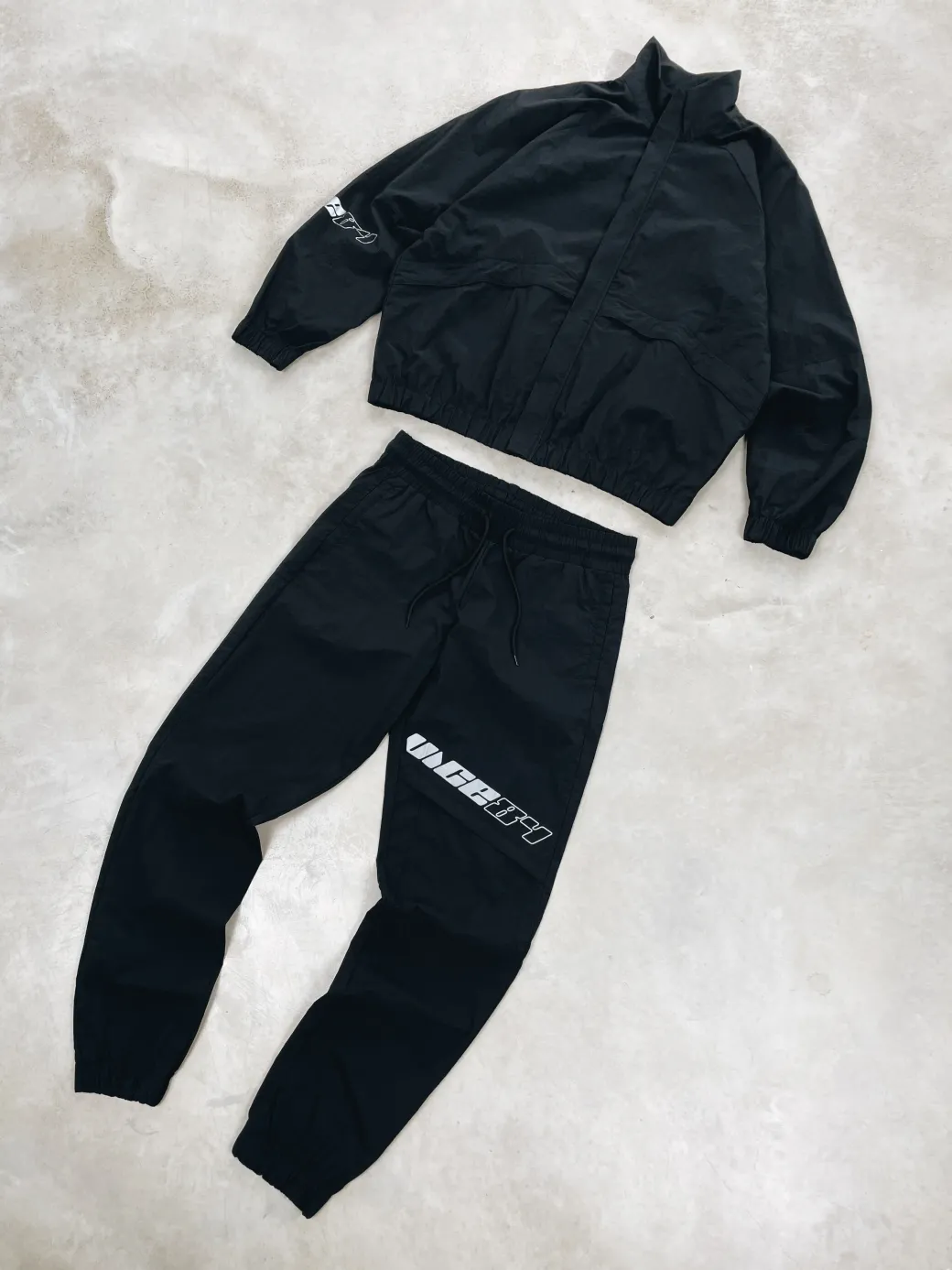 Vice 84 'Reflective Racer' Nylon Track Jacket - Black