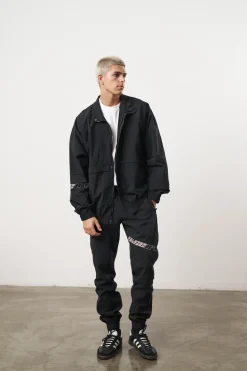 Vice 84 'Reflective Racer' Nylon Track Pants - Black