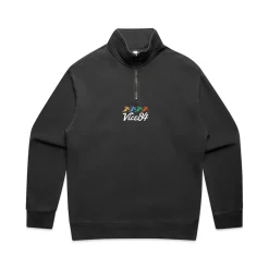 Vice 84 'Runner' Faded 1/4 Zip Sweater - Black