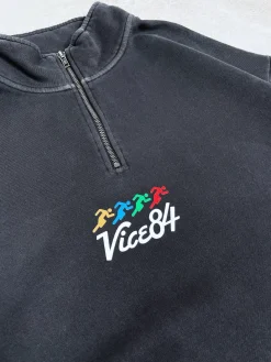 Vice 84 'Runner' Faded 1/4 Zip Sweater - Black