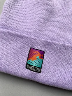 Vice 84 'Runner Patch' Cuffed Beanie - Black / Lilac / Airforce Blue / Ecru