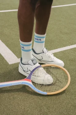 Vice 84 'Runner' Stripe Socks - Cream / White
