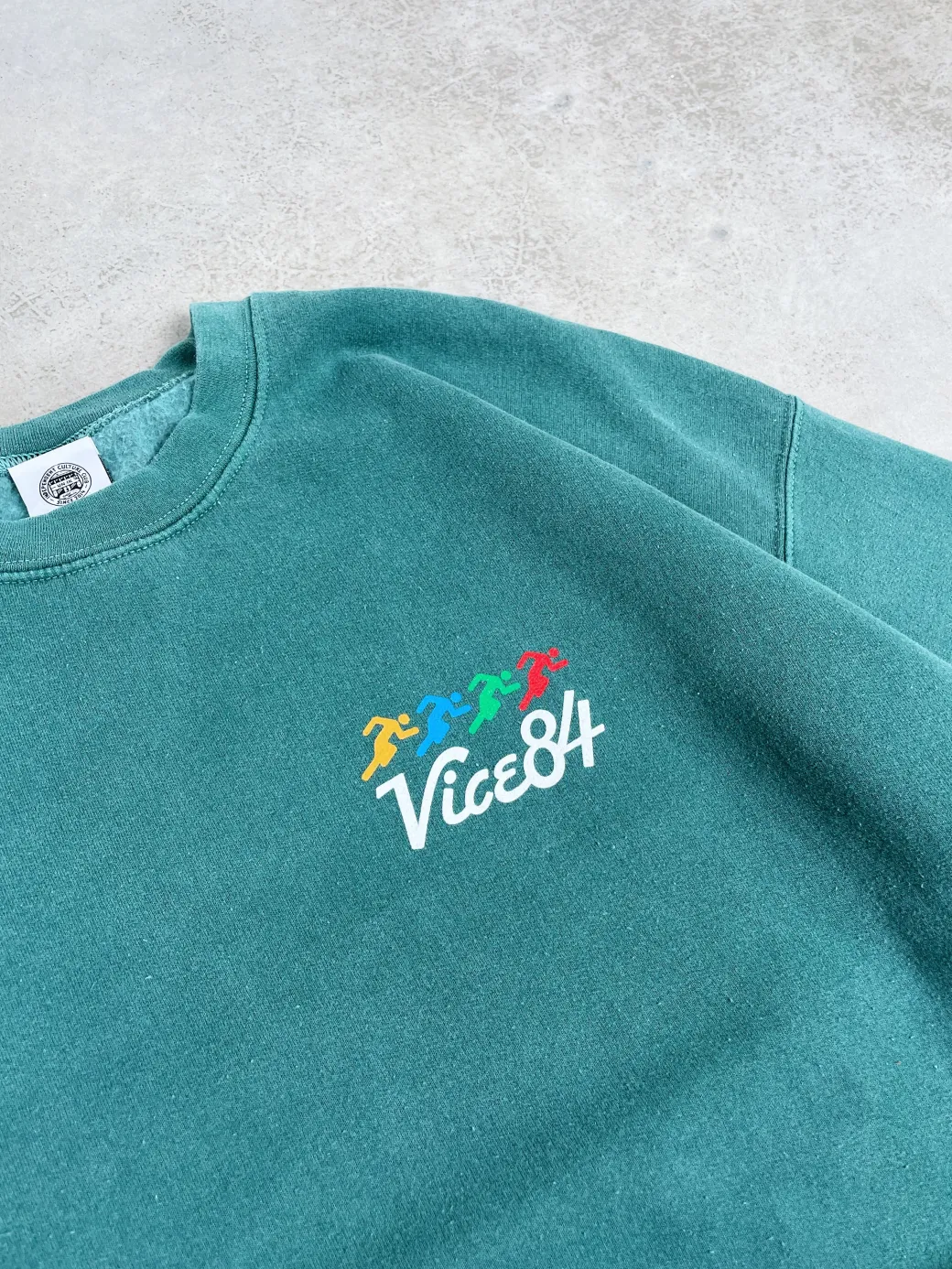 Vice 84 'Runner' Vintage Washed Sweater - Pine Green