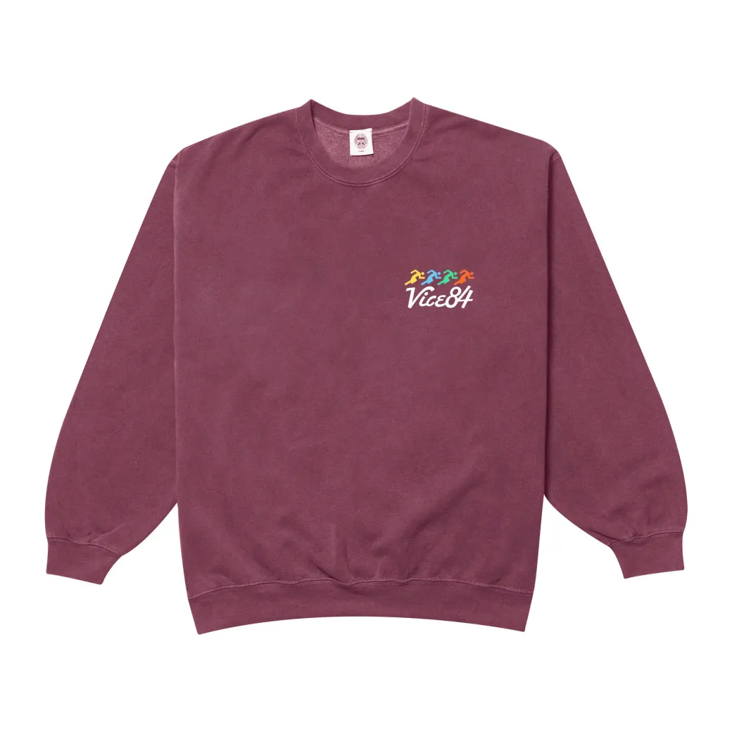 Vice 84 'Runner' Vintage Washed Sweater - Maroon