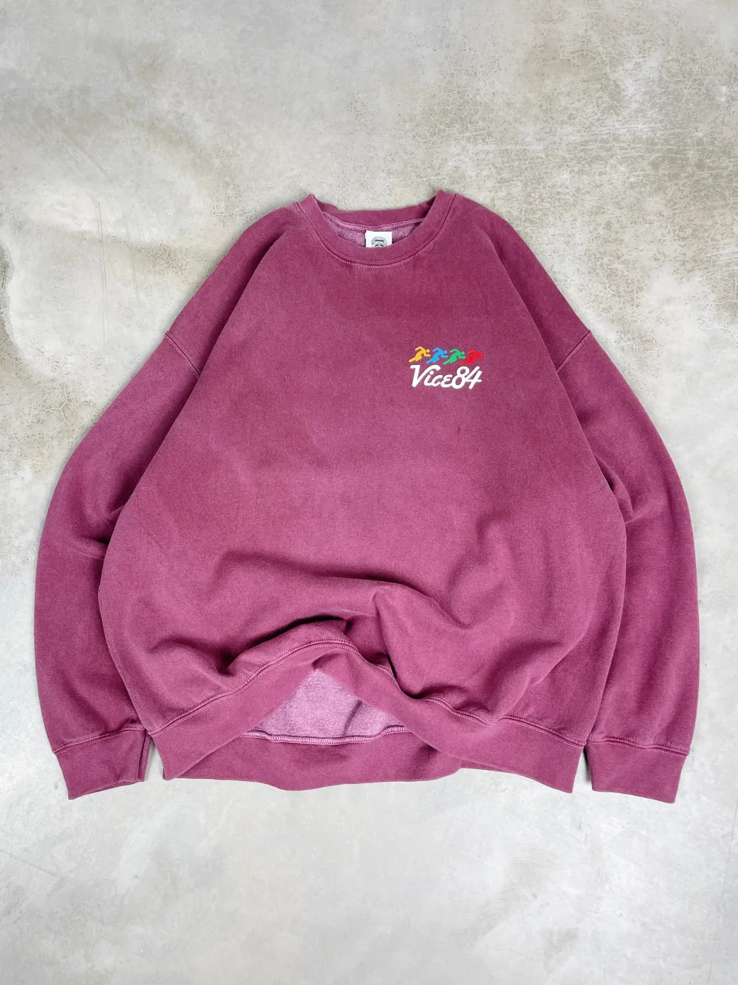 Vice 84 'Runner' Vintage Washed Sweater - Maroon
