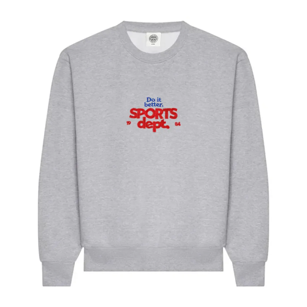 Vice 84 'Sports Dept' Heavyweight Embroidered Sweater - Ash
