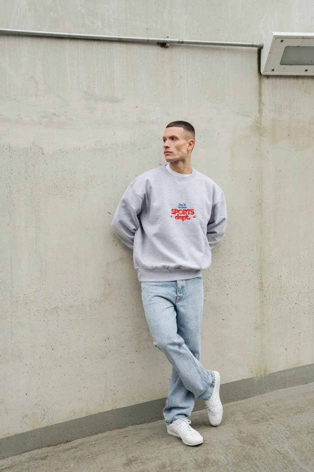 Vice 84 'Sports Dept' Heavyweight Embroidered Sweater - Ash