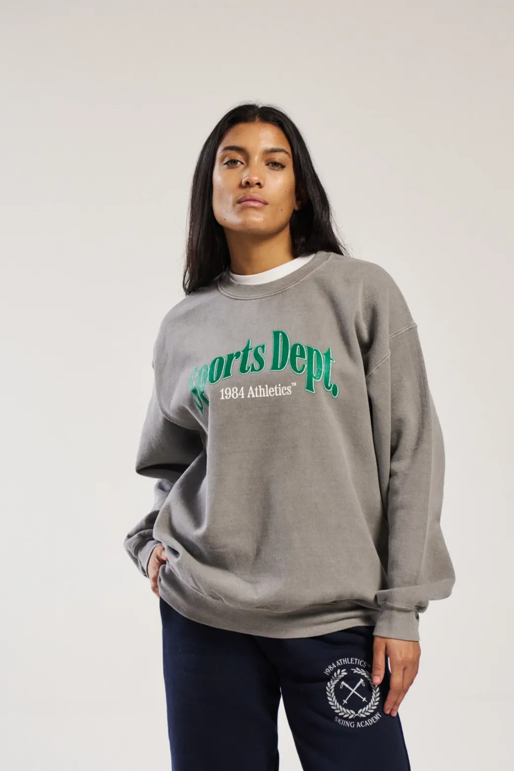 Vice 84 'Sports Dept' Vintage Washed Sweater - Grey