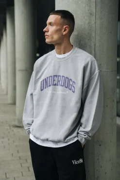 Vice 84 'Underdogs' Vintage Washed Sweater - Ash Grey
