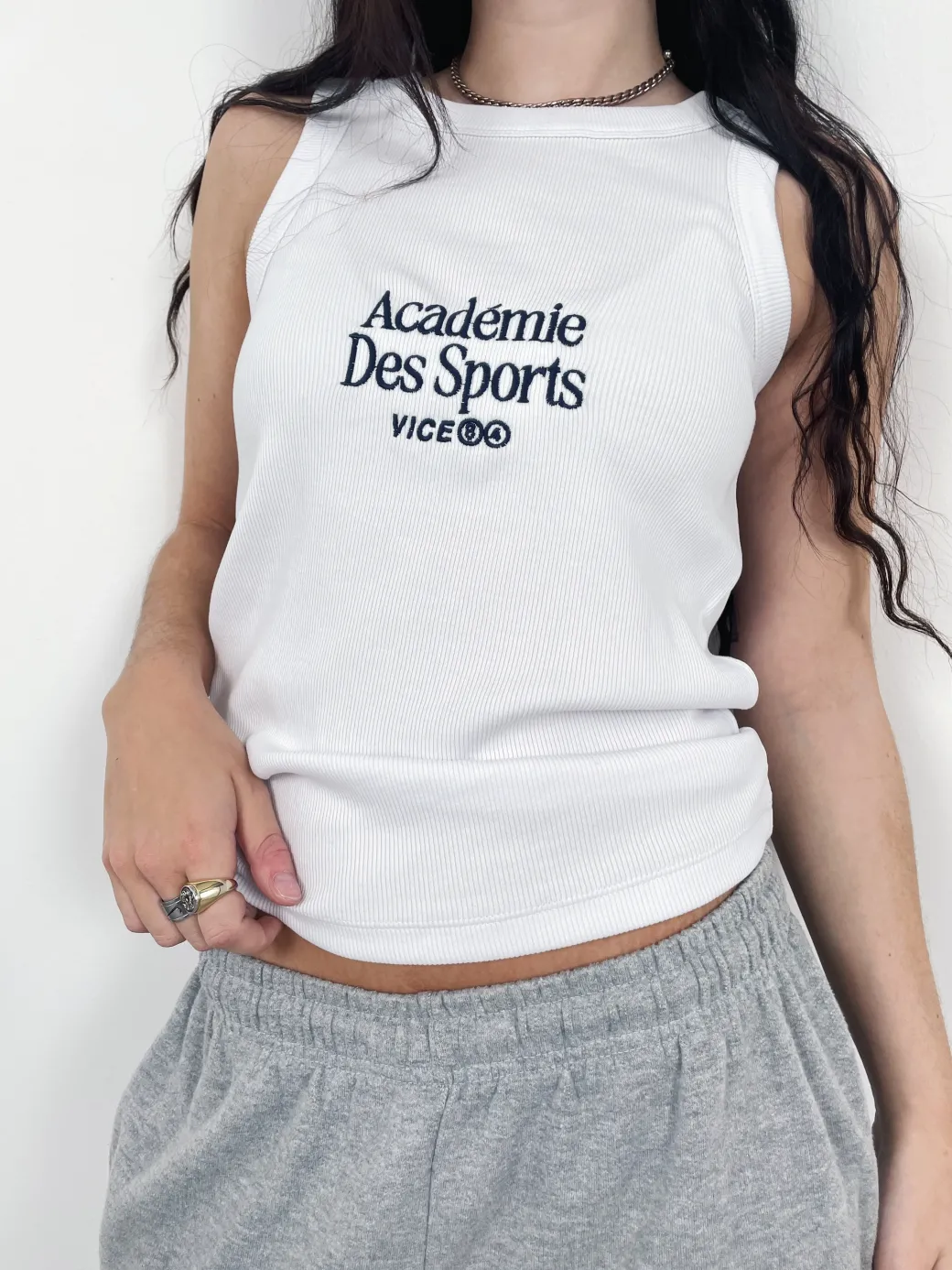 Vice 84 WMNS Organic Embroidered Rib Tank - White