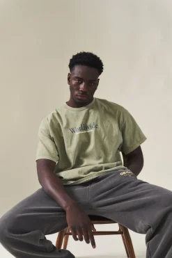 Vice 84 'Worldwide' Vintage Washed Tee - Sage