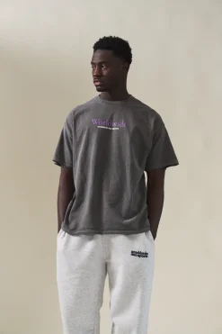 Vice 84 'Worldwide' Vintage Washed Tee - Charcoal
