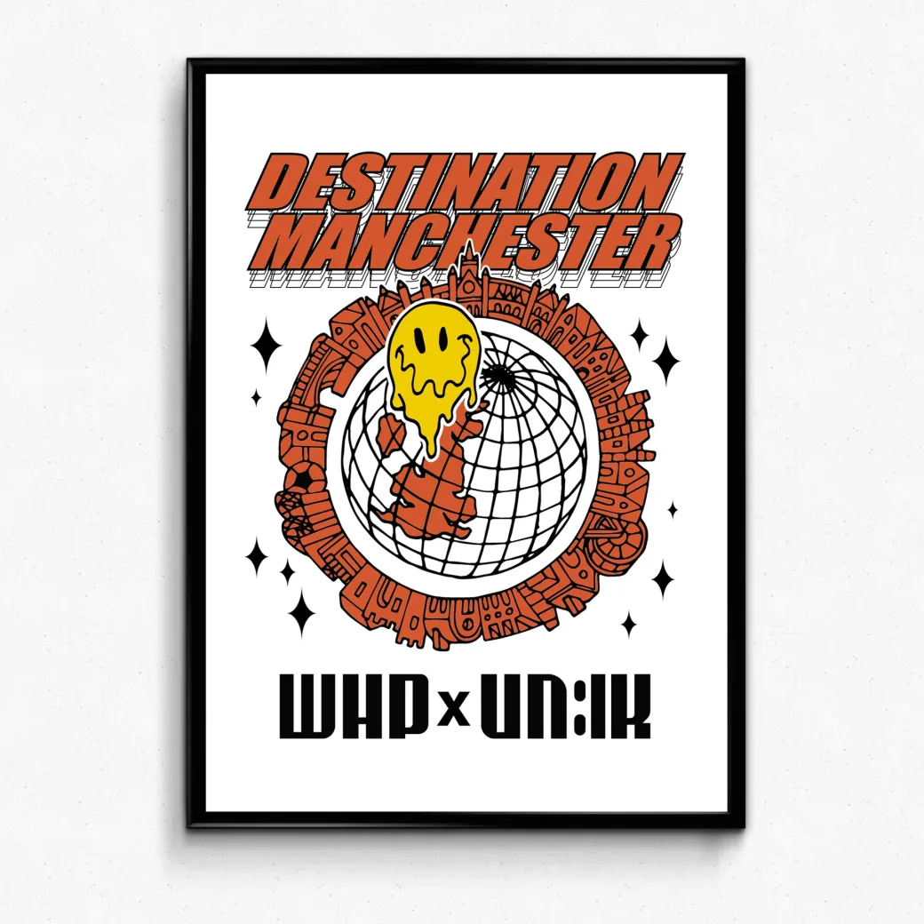 WHP X UN:IK 'Destination Manchester' Print - White