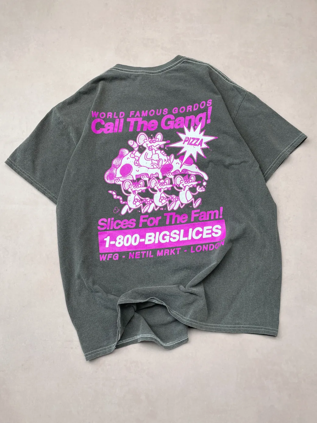 World Famous Gordos 'Call The Gang' Vintage Washed Tee - Black