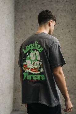 World Famous Gordos 'Legalize Marinara' Vintage Washed Tee - Black