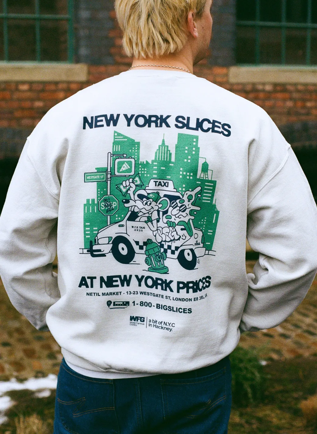 World Famous Gordos 'NYC Slices' Washed Sweater - Grey