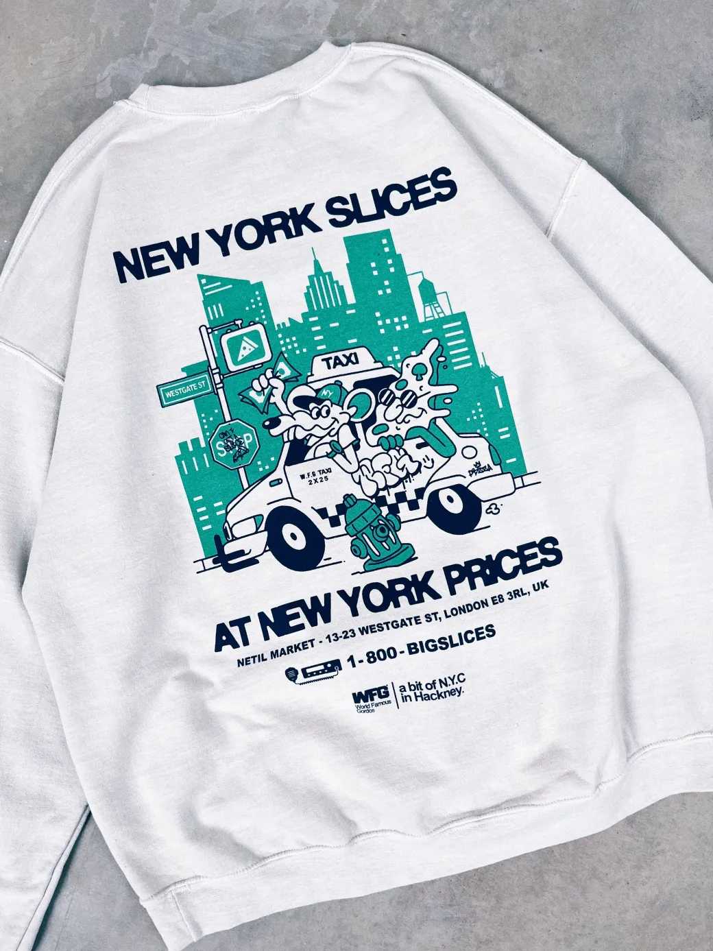 World Famous Gordos 'NYC Slices' Washed Sweater - Grey